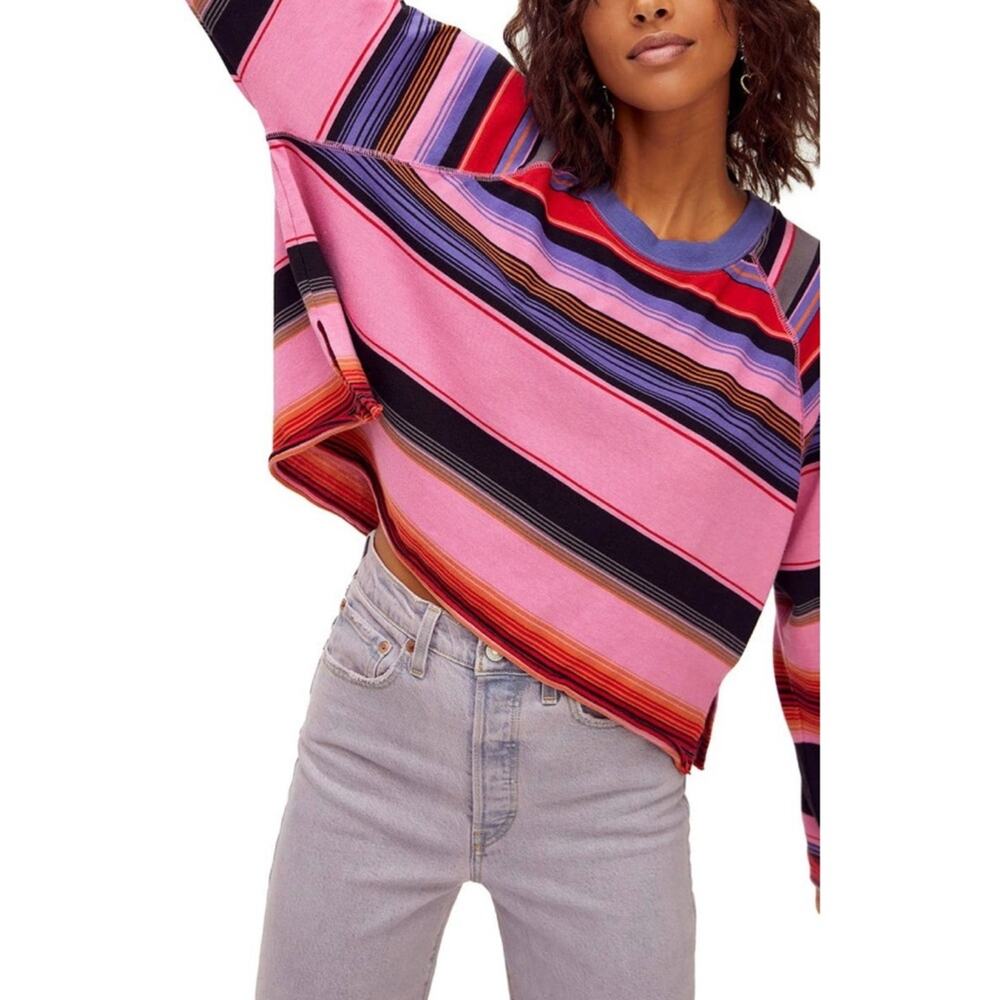 Free People Baja Striped Long Sleeve T-Shirt, XS